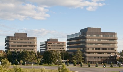 Corporate office campus with multiple commercial buildings