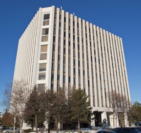 Suburban commercial office tower exterior