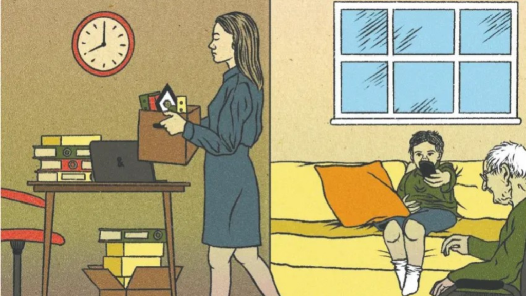 Illustration showing workplace strategy and office transition