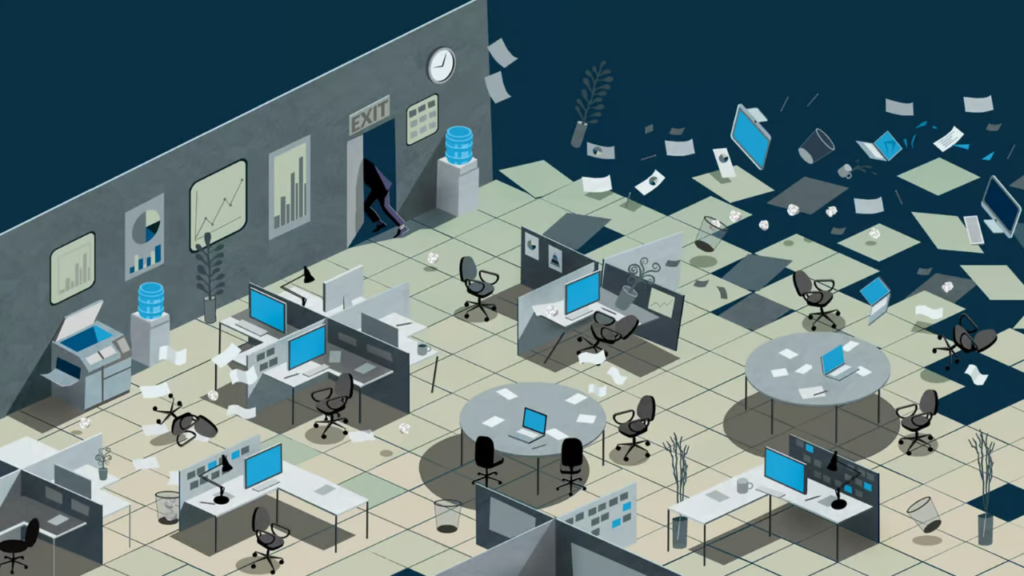disorganized office environment illustrating workplace strategy challenges